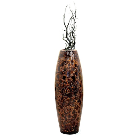 Antique Style Brown Floor Vase, 36 Inch Tall